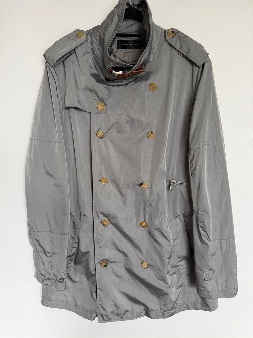 Ralph Lauren Grey Utility Trench Jacket Coat Size L